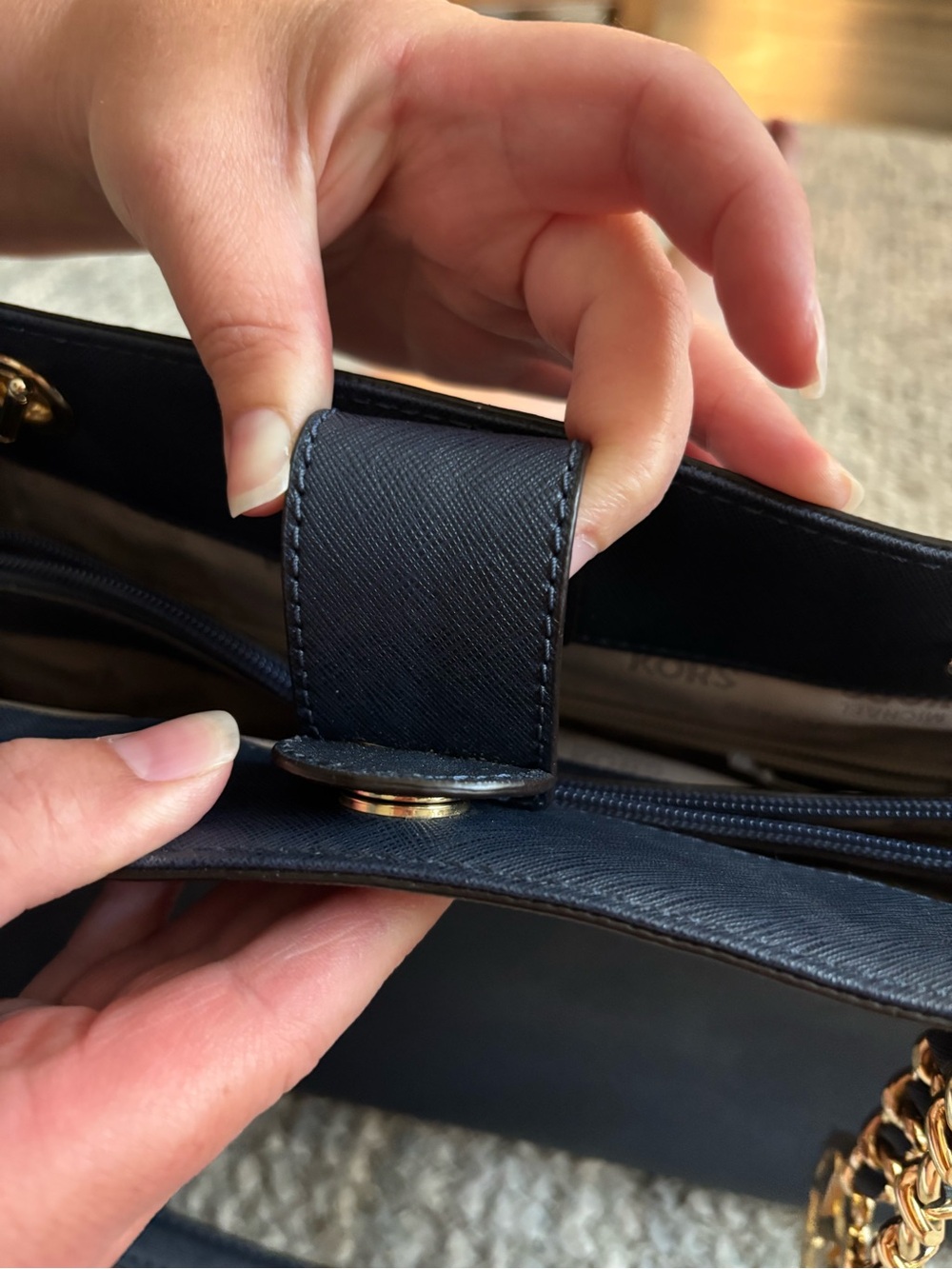 NWT MICHAEL Michael Kors Large Susannah Saffiano Leather Tote Bag - Navy Blue - Picture 13 of 16